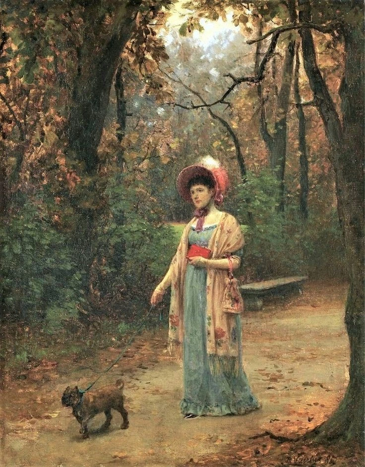 Donna con cane nel parco